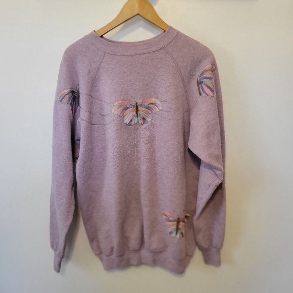 Vintage 90s Hanes Her Way Crewneck Sweatshirt XLarge lavender  Made USA - Picture 1 of 5